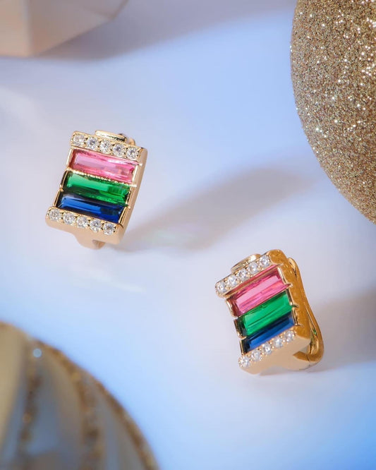 Aretes con cristales multicolor